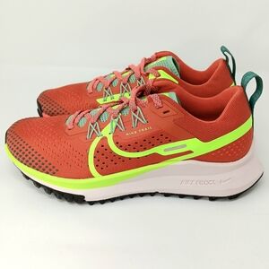 NIKE React Pegasus Trail 4 Running Shoes Mantra Orange Ghost Green 6.5 NWOT